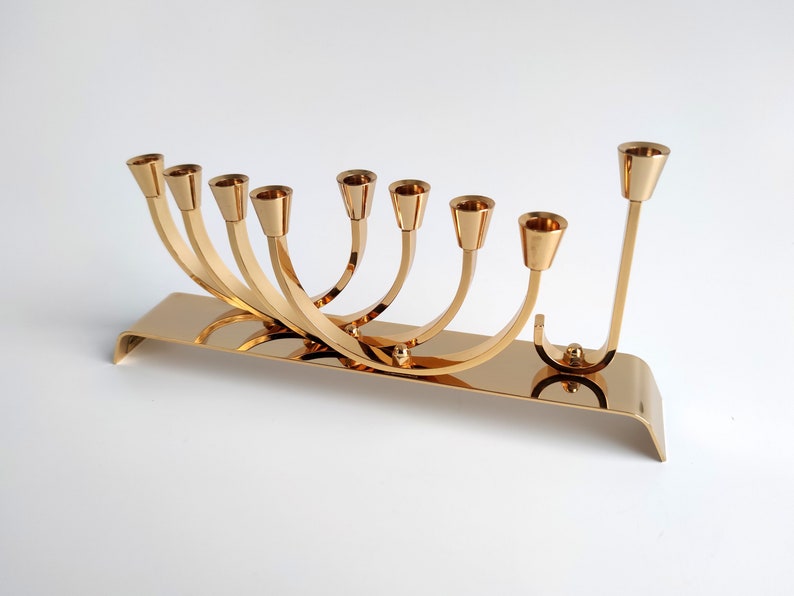 Karshi Jerusalem 24K Gold Plated Menorah 80s Exclusive Etsy