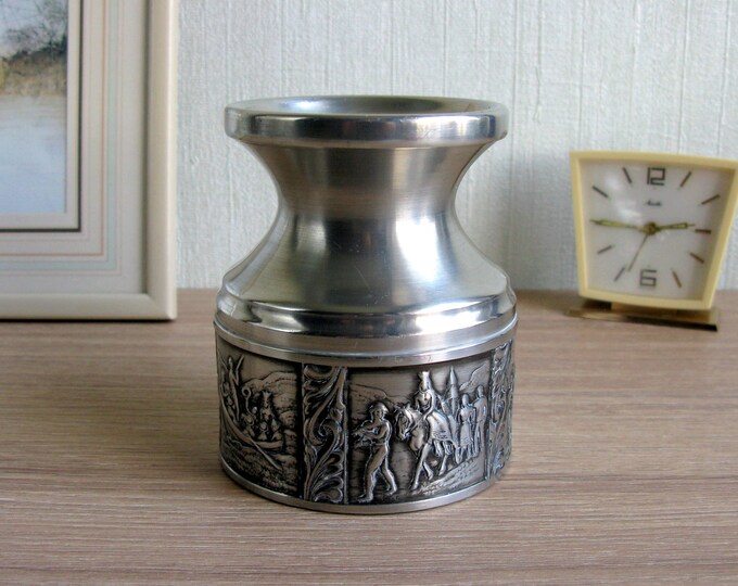 Norwegian Pewter Candle Holder, Norsk Tinn, Vintage Large Pewter
