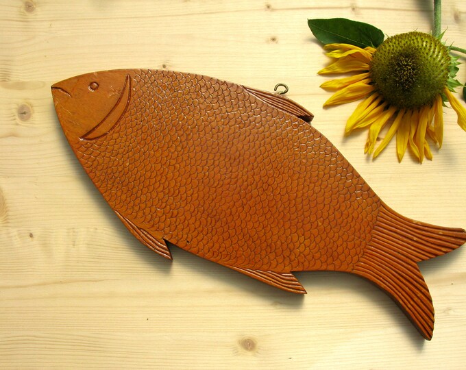 Vintage Carved Wood Fish, Wall Hanging , Fish , Scandinavian , Wall