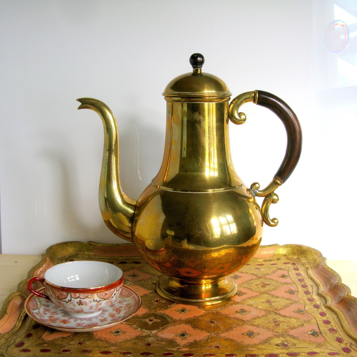 Antique Brass Coffee Pot Tea Pot Victorian Large Coffee Pot Etsy
