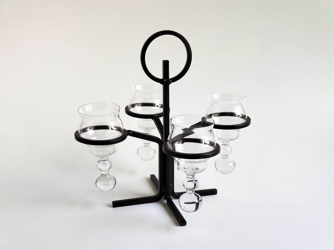 Bertil Vallien Wrought Iron & Glass Candle Holder Sweden Mid Etsy