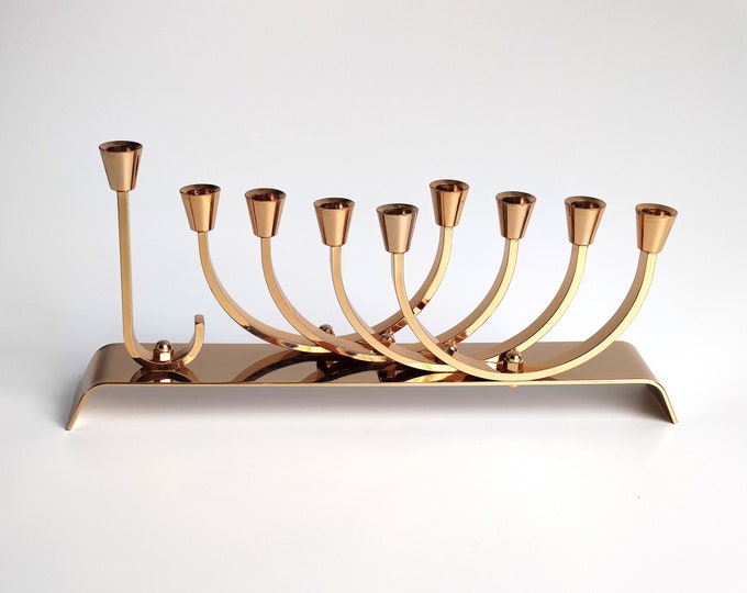 Karshi Jerusalem 24K Gold Plated Menorah, 80s, Exclusive Quality Mid