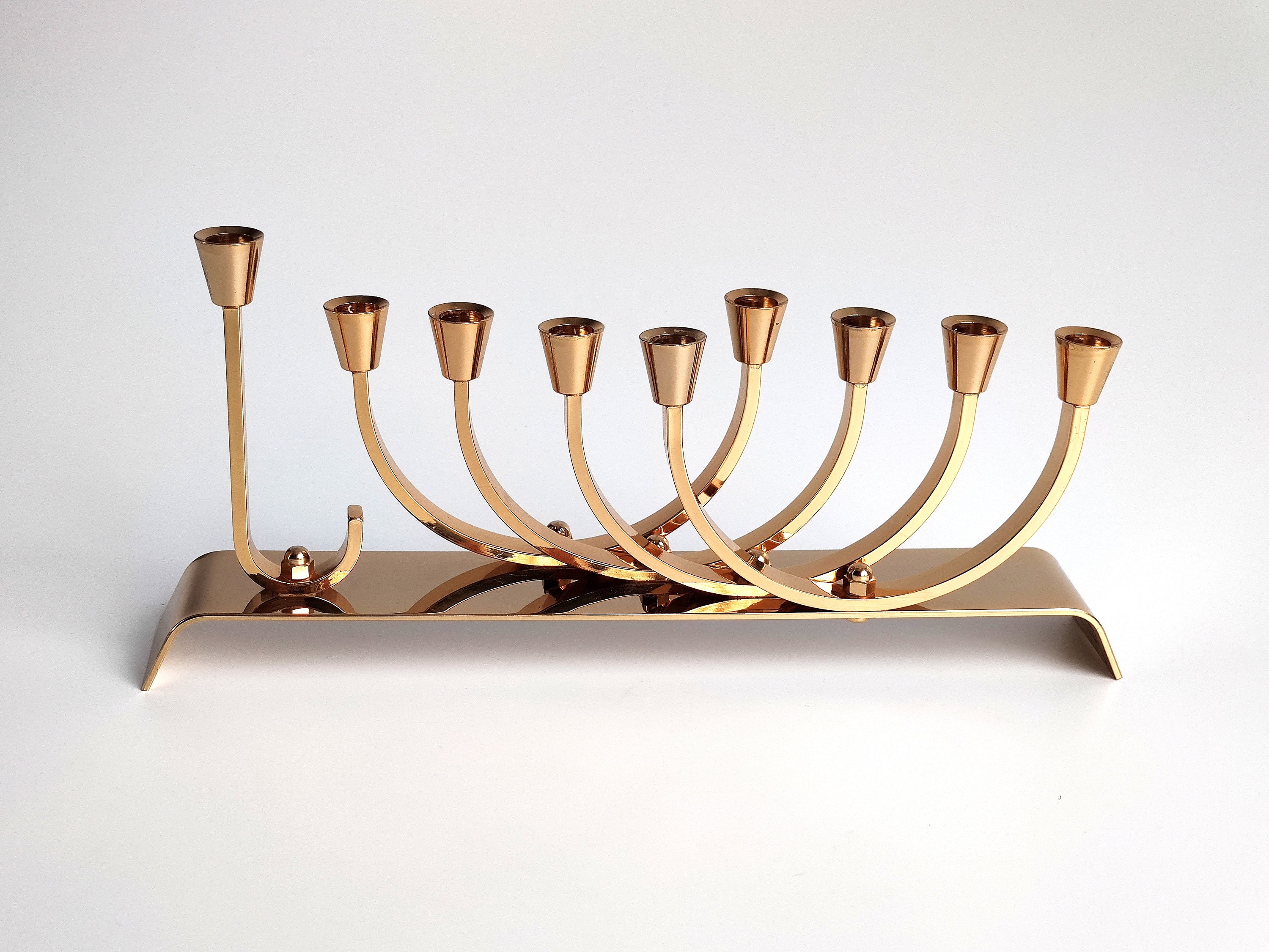 Set of 9 Brass-Plated Menorah Candle Cups with Screws