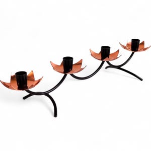 Gunnar Ander for Ystad Metall Copper Flower Candle Holder, Sweden, 60s, Mid Century Modern Copper & Iron 4-Arm Candle Holder/ Candelabra