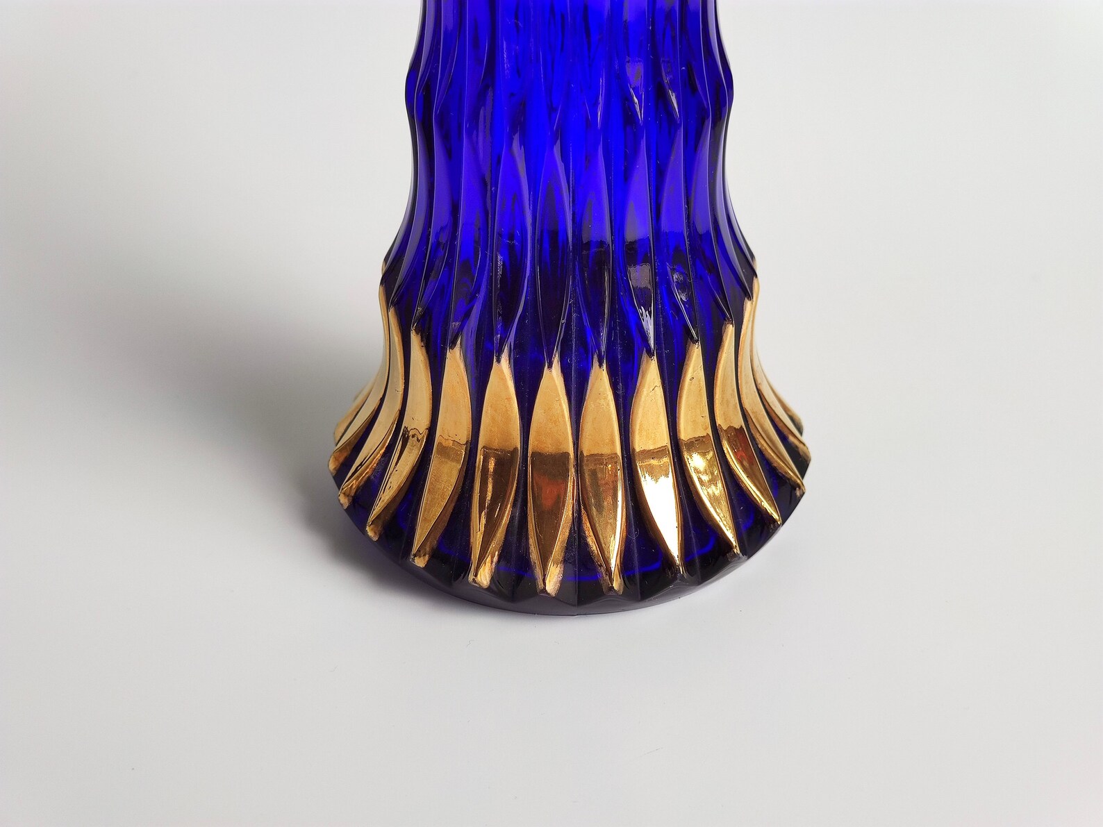 Walther Glas Cobalt & Gold Vase Germany Mid Century Art Deco Etsy