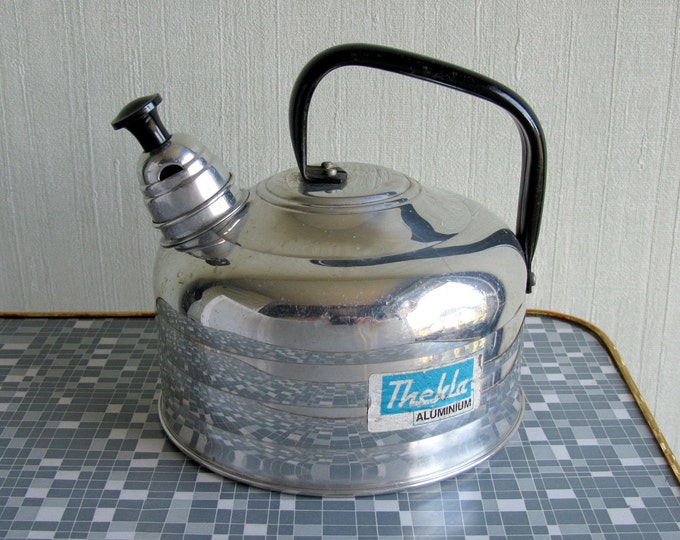 Vintage Whistling Kettle, German, THEKLA , Aluminum Kettle, Space Age, Kitchen Decor, Tea Kettle