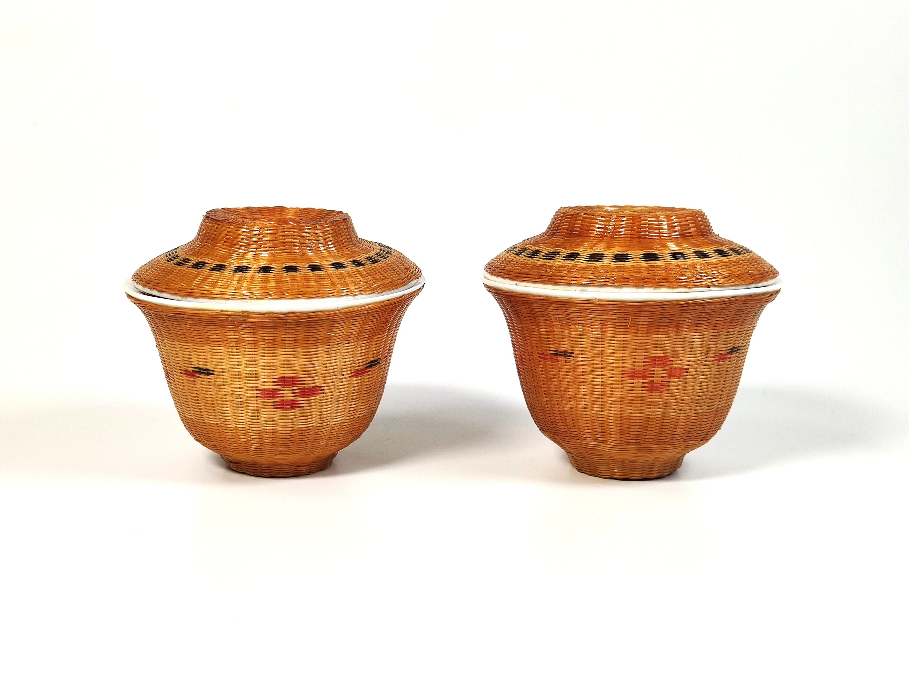中国民国時代の輸出品、竹と花の装飾の茶碗 【公式通販】