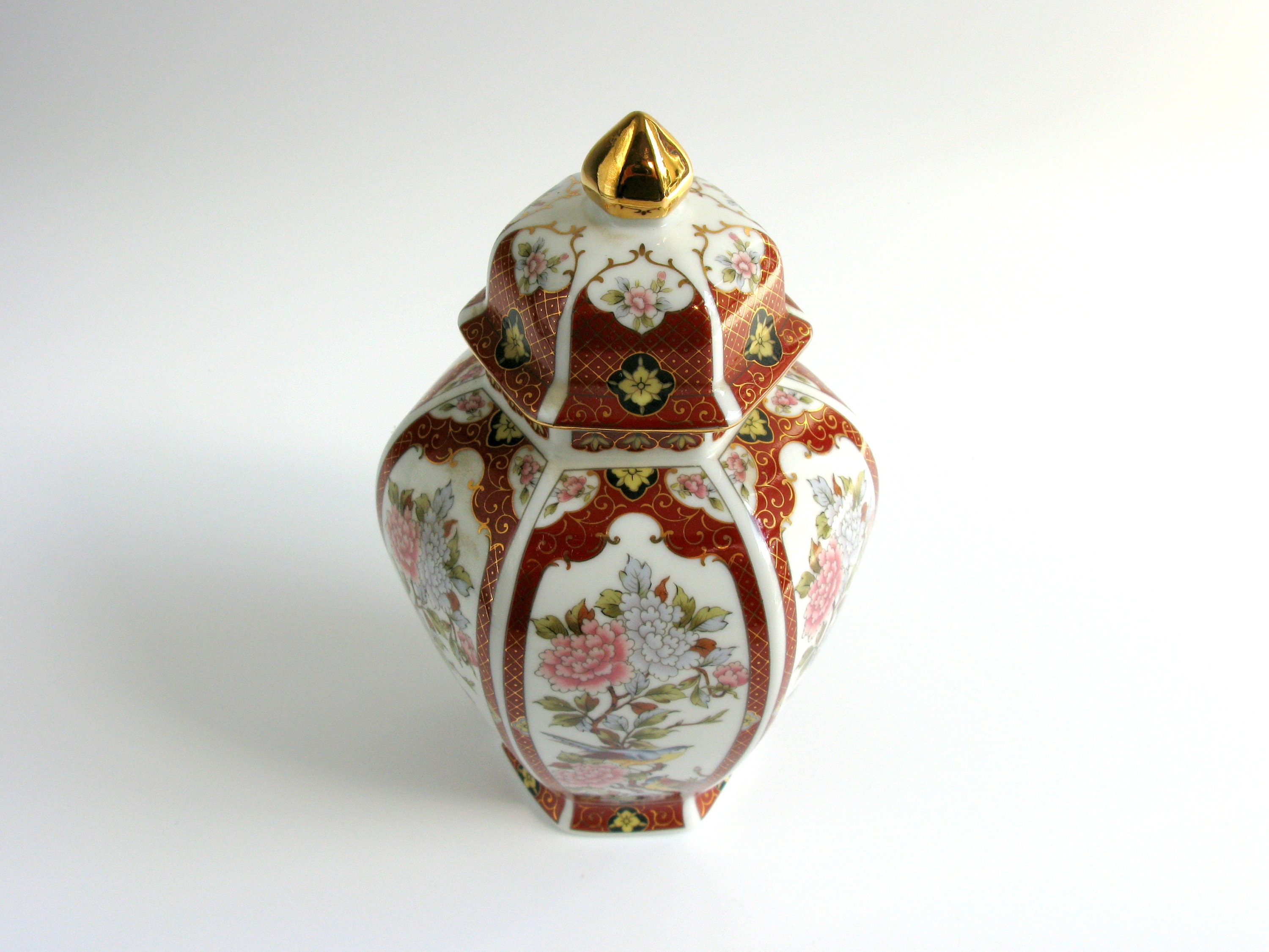 Vintage Japanese Porcelain Ginger Jar Vase Hexagonal Temple Etsy