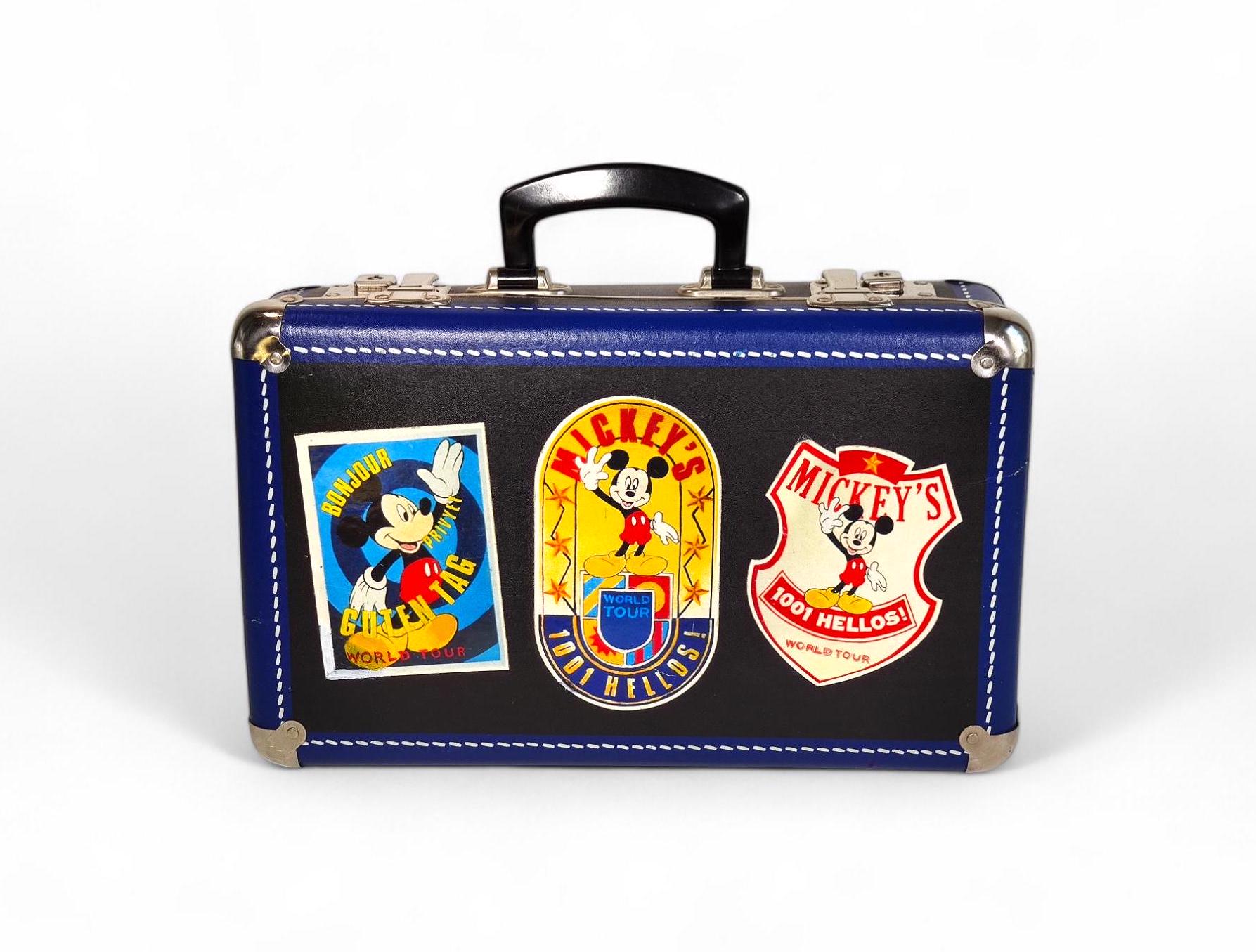 Vintage 90s Disney Mickey Suitcase, Mickey's World Tour 1001