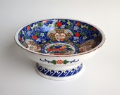 KOZANGAMA Japanese Porcelain Fruit Bowl, Made in Japan, Imari-Style Footed Bowl 10 quot , Centerpiece Bowl, Mino Pottery Kozan Gama, Kozan Kiln