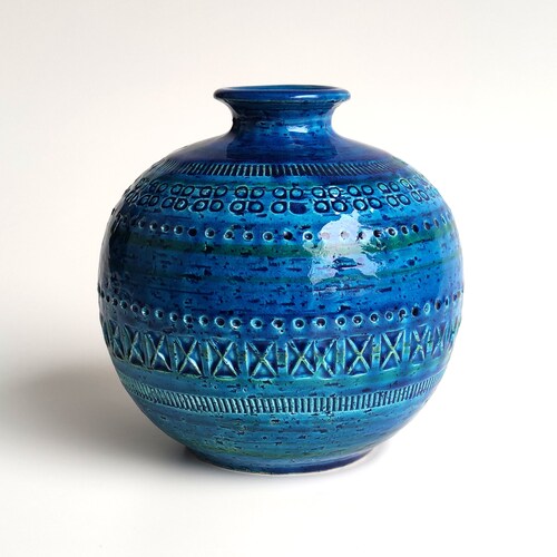 BITOSSI Rimini Blue Vase Aldo Londi for Bitossi Italy - Etsy Israel