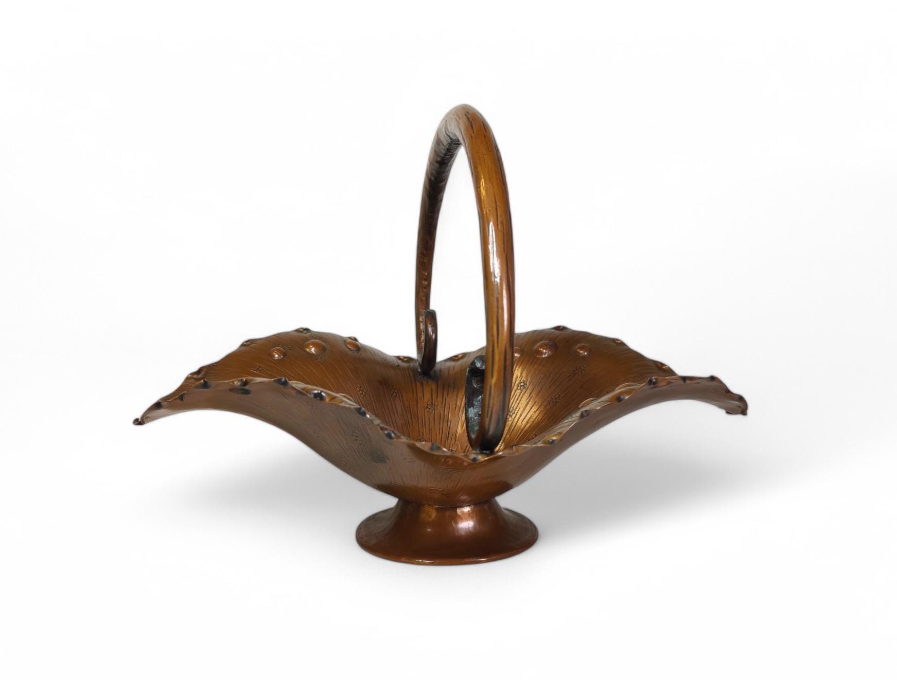 エジディオ カサグランデ 銅製フルーツバスケット、イタリア 1940 年代  