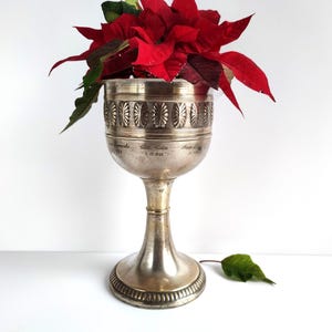 Antique Silver Plated Trophy Chalice, Germany 1920s Hameln, Bowling Club Trophy, Tall Engraved Trophy/ Cache Pot/ Vase, Shabby Chic Decor