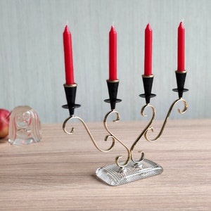 Gunnar Ander Candelabra for Ystad Metall, Sweden, 60s, Mid Century Modern 4-Arm Candle Holder with Glass Base, Scandinavian , MCM Home Decor