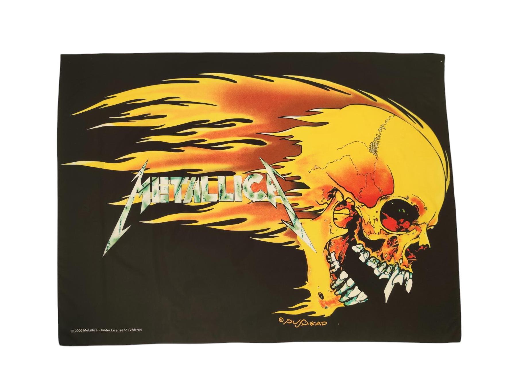Vintage METALLICA Pushead Flaming Skull Banner Flag, Metallica