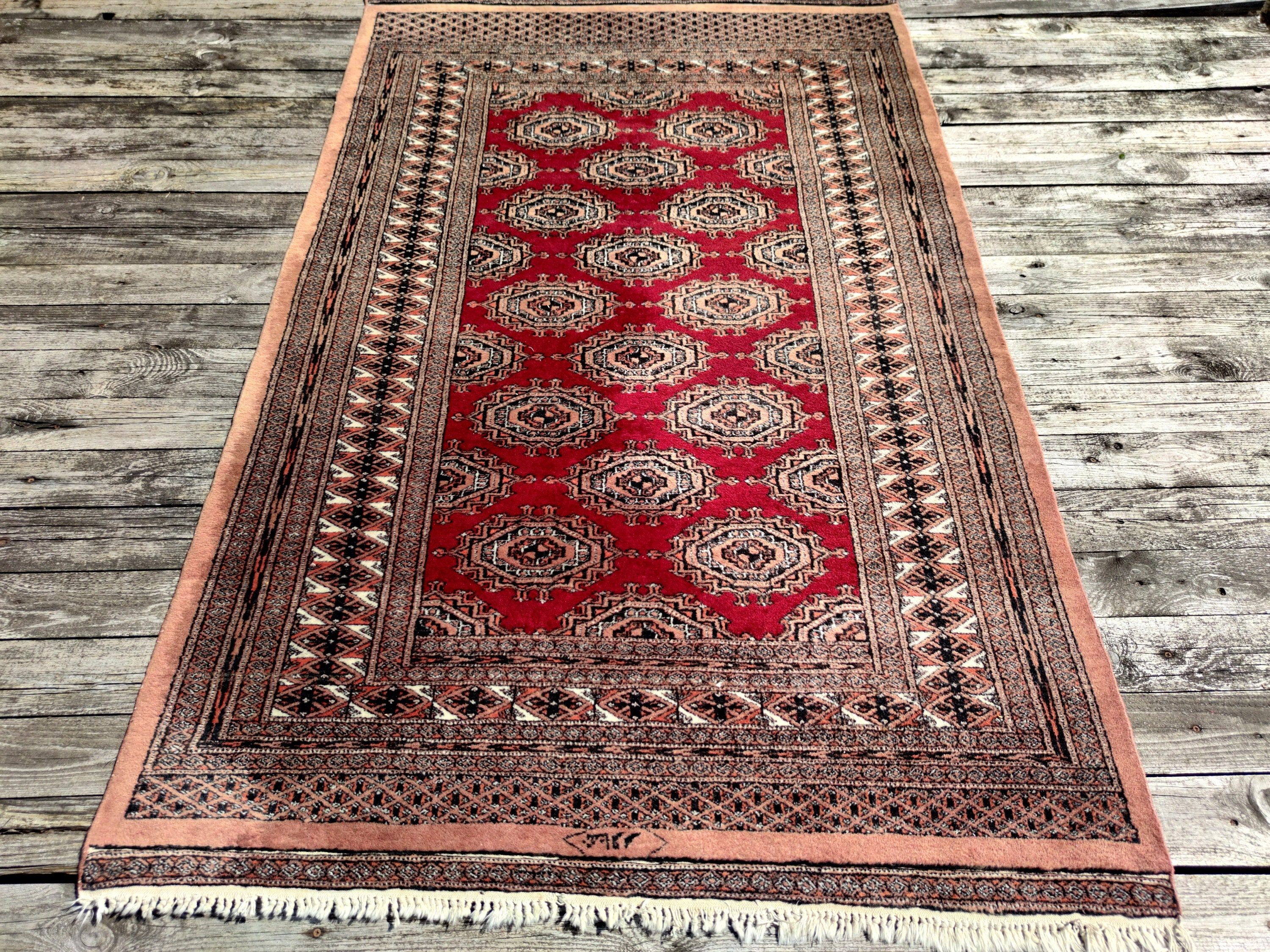 Pakistani Bokhara Rug Hand Knotted Wool Rug Signed Mid Etsy