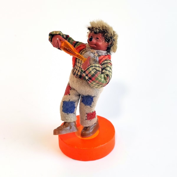 Vintage Original Steiff Peter Mecki Drunken Hedgehog Holding a Bottle, Made in Austria 60s Articulated Miniature Figure, Collectors Toys