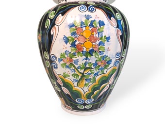 Tichelaar Makkum 陶器 花瓶 蓋付き オランダ ロイヤル・ティケラー・マックム蓋付き花瓶、オランダ製、ミッド