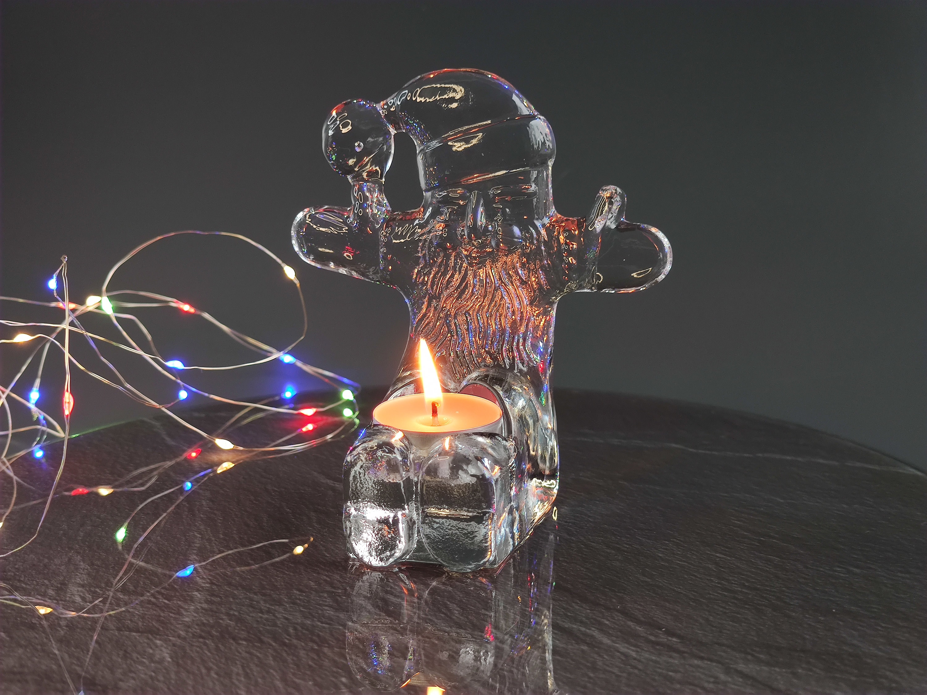 KOSTA BODA Sweden Bertil Vallien Santa Claus Candle Holder Vintage