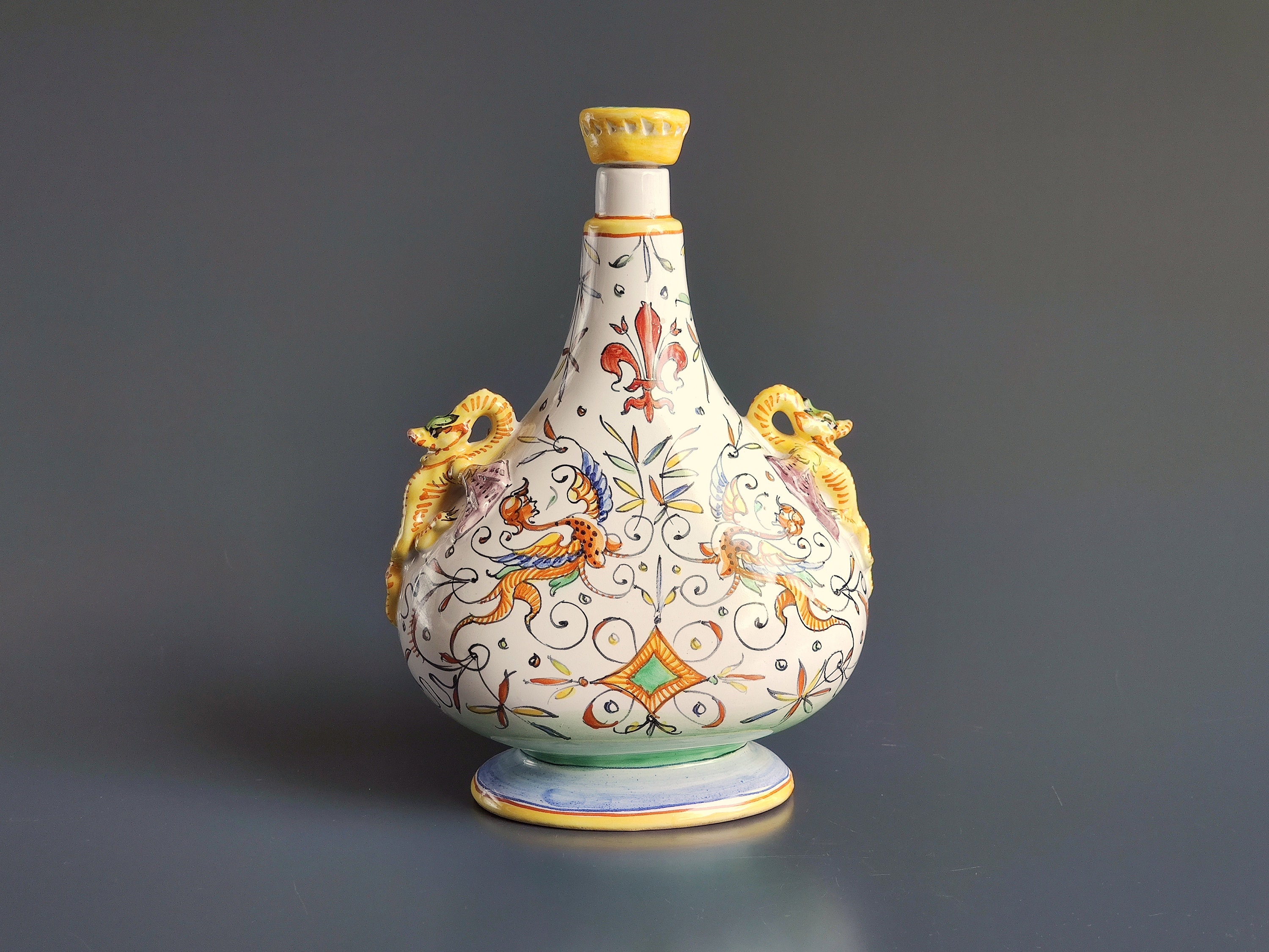 Cantagalli Maiolica Certosa Di Firenze Monastery Flask Mid Century