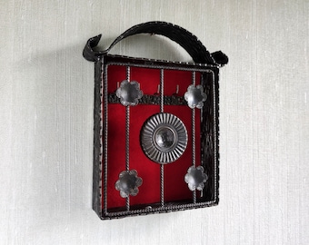 Mid Century Wrought Iron Key Cabinet, Made in Germany, 70s, Hand Forged Iron, Wall Mounted Key Rack, MCM , Retro , Wall Decor, Home Decor