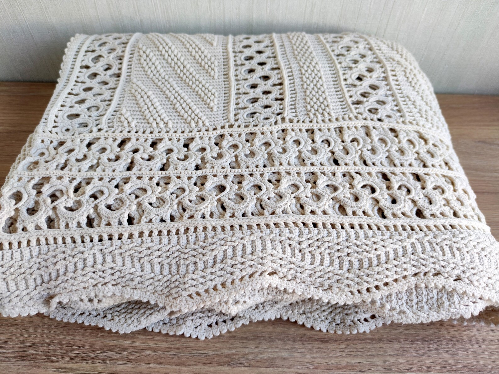 French Crochet Bed Cover Vintage Xlarge Handmade Bed Cover Etsy