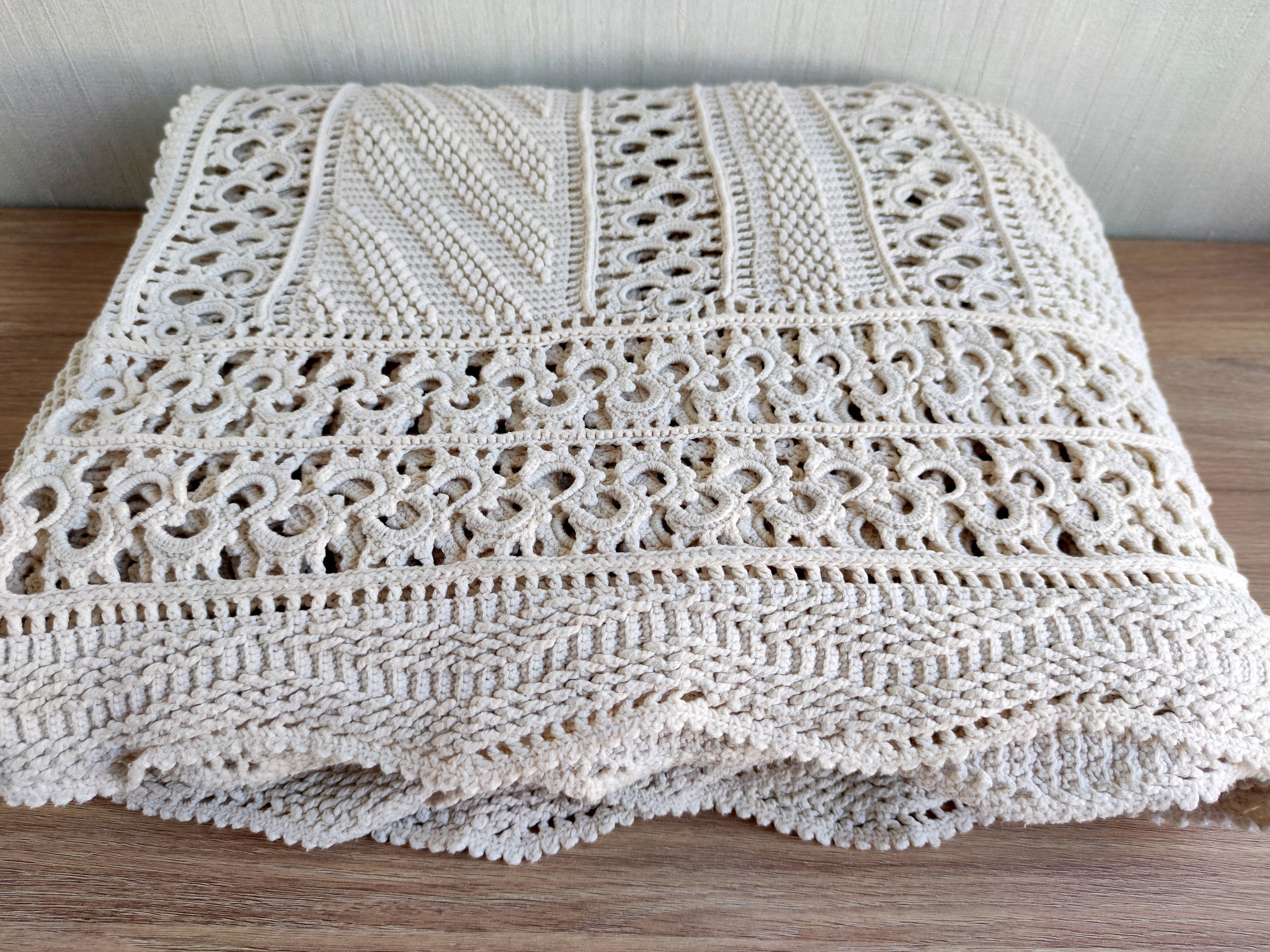 Rustic Cotton Trundle Bed Handmade Crochet Bedspread. Crochet