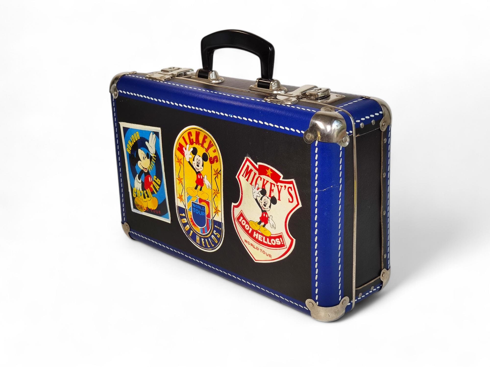 Vintage 90s Disney Mickey Suitcase, Mickey's World Tour 1001