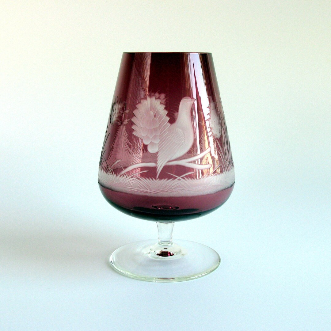 Antique Bohemian Glass Oversized Snifter/ Vase, Luxury Large Brandy