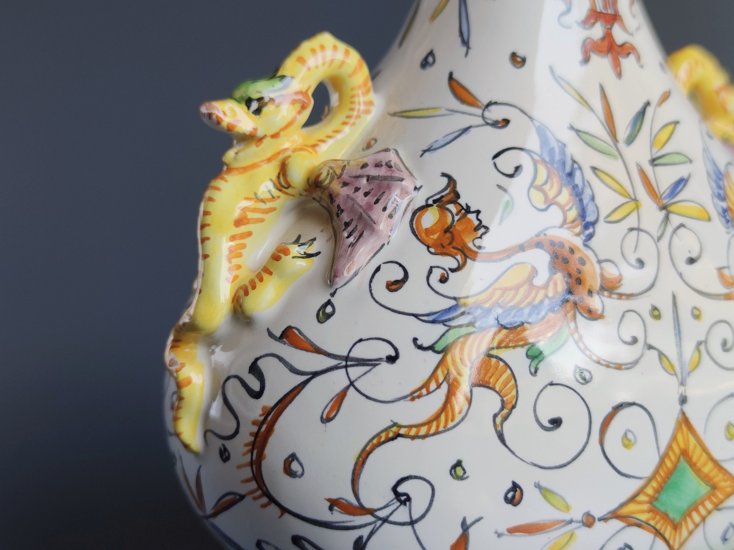 【極美品】societa porcellane Artistiche イタリア製 Florence Italy Ceramiche Artistiche Migliori Sgraffito Floral