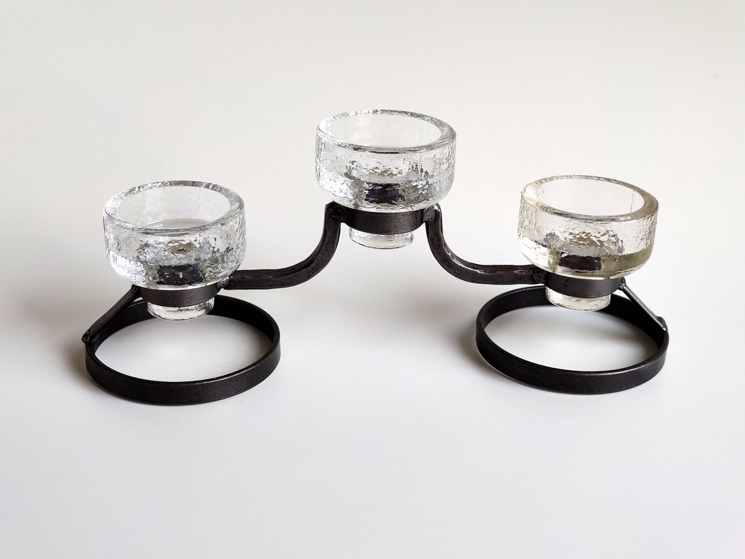 Boström Wrought Iron & Glass Candle Holder Sweden 60s Mid Etsy