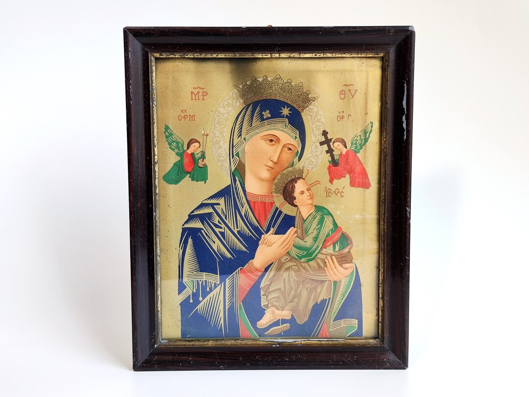 Antique Icon Our Lady of Perpetual Help Byzantine Icon the Theotokos of ...