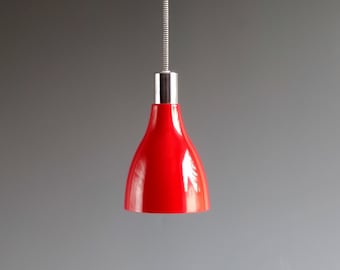 Vintage Plug-In Pendant Light, Red Metal Hanging Light with Long Cord with Swith and Plug 8.3' Scandinavian Swag Light Loft Industrial Decor