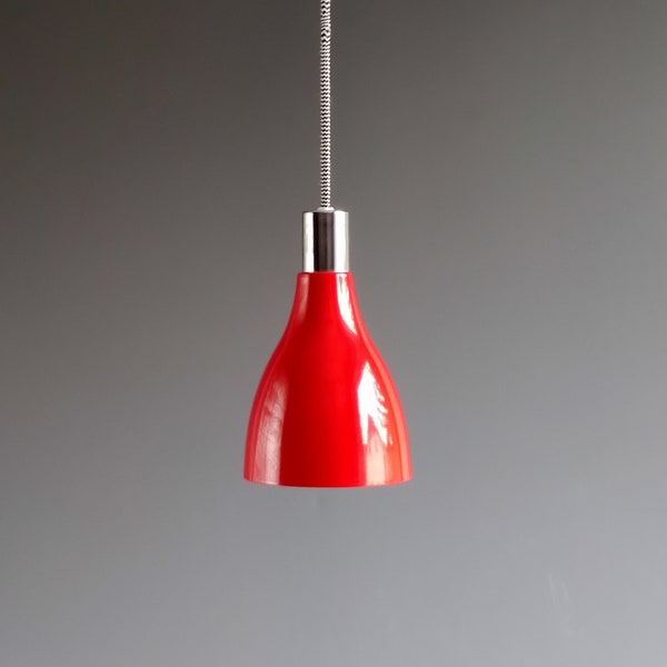 Vintage Plug-In Pendant Light, Red Metal Hanging Light with Long Cord with Swith and Plug 8.3' Scandinavian Swag Light Loft Industrial Decor