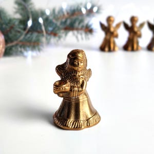 Brass Angel Figurine, Candle Holder, Mid Century Small Christmas Angel Figurine, Retro Boho Shabby Chic Advent X-Mas Decor,