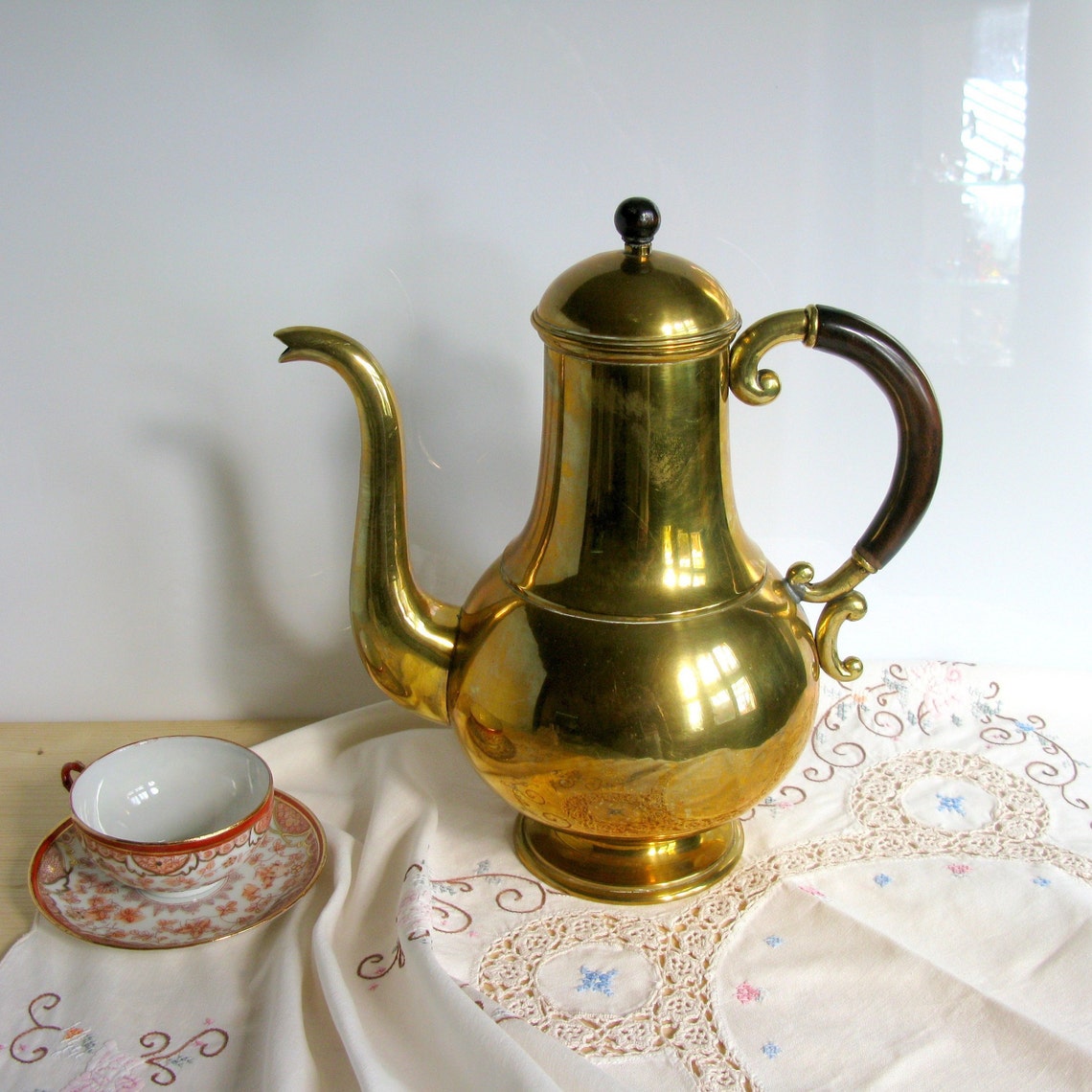 Antique Brass Coffee Pot Tea Pot Art Deco Large Coffee Pot Etsy