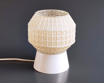 Mid Century Philips Flush Mount Light or Table Lamp 1950s White and Clear Pressed Glass Globe Flush Mount Ceiling Light, MCM Lighting