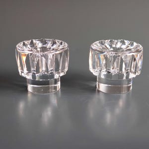 Vicke Lindstrand for KOSTA Glass Candle Holders, Set of 2, Sweden 1940s Pair of Scandinavian Glass Candle Holders, Signed KOSTA LS 2752