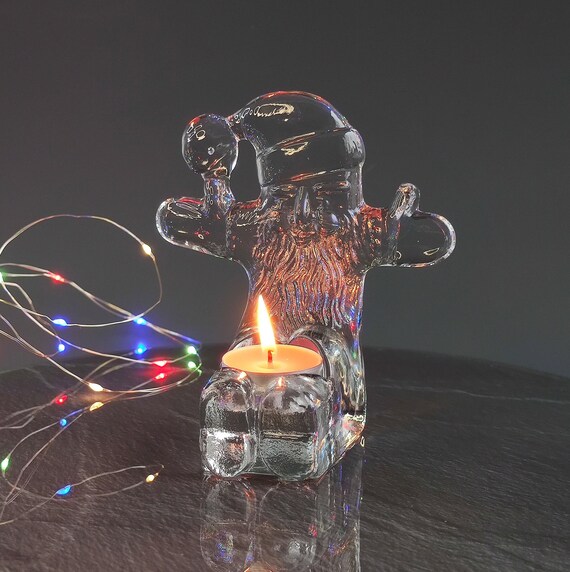 KOSTA BODA Sweden Bertil Vallien Santa Claus Candle Holder Vintage