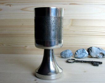 80s / Modernist / Sweden / Pewter Goblet / Wine Goblet / Svenskt Tenn / Alton / K E Palmberg Design / Scandinavian / Brushed Metal/ Man Cave