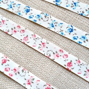 2 yd cotton ribbon, Trim, Floral ribbon, Blue ribbon, Shabby chic ribbon, Shabby chic junk journal, Scrapbooking, Sewing, Cotton ribbon