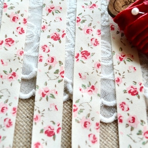 2 yd cotton ribbon, Rose ribbon, Floral ribbon, Red rose ribbon, Shabby chic ribbon, Junk journal, Scrapbooking, Sewing, Cotton ribbon, Trim
