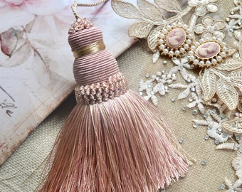 Pink key tassel, Curtain Door tassel, Vintage, Furniture decor, Ornament, Cabinet Pulls, Home accessory