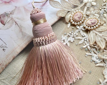 Large tassel ornament, Home decor tassel, Pink peach beige large tassel, Craft supply