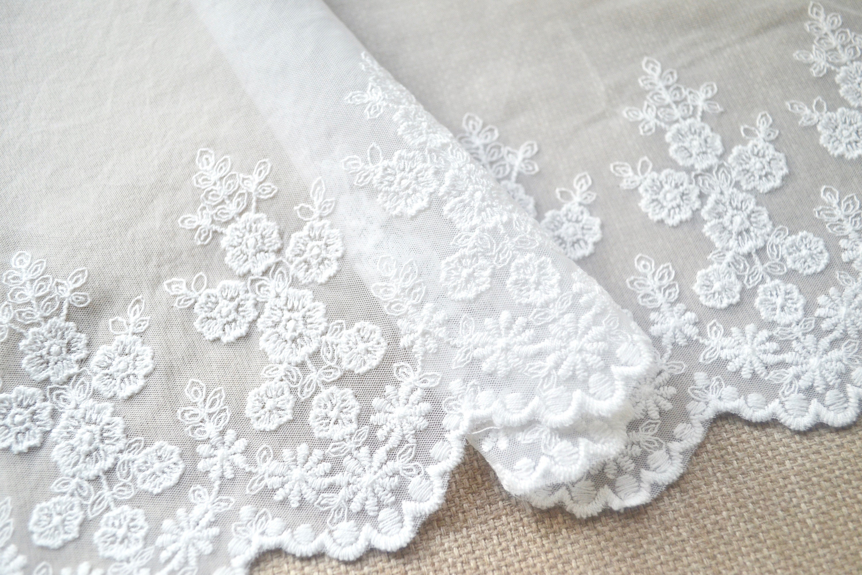 White Embroidered Lace Fabric Bridal Lace Wedding Lace White