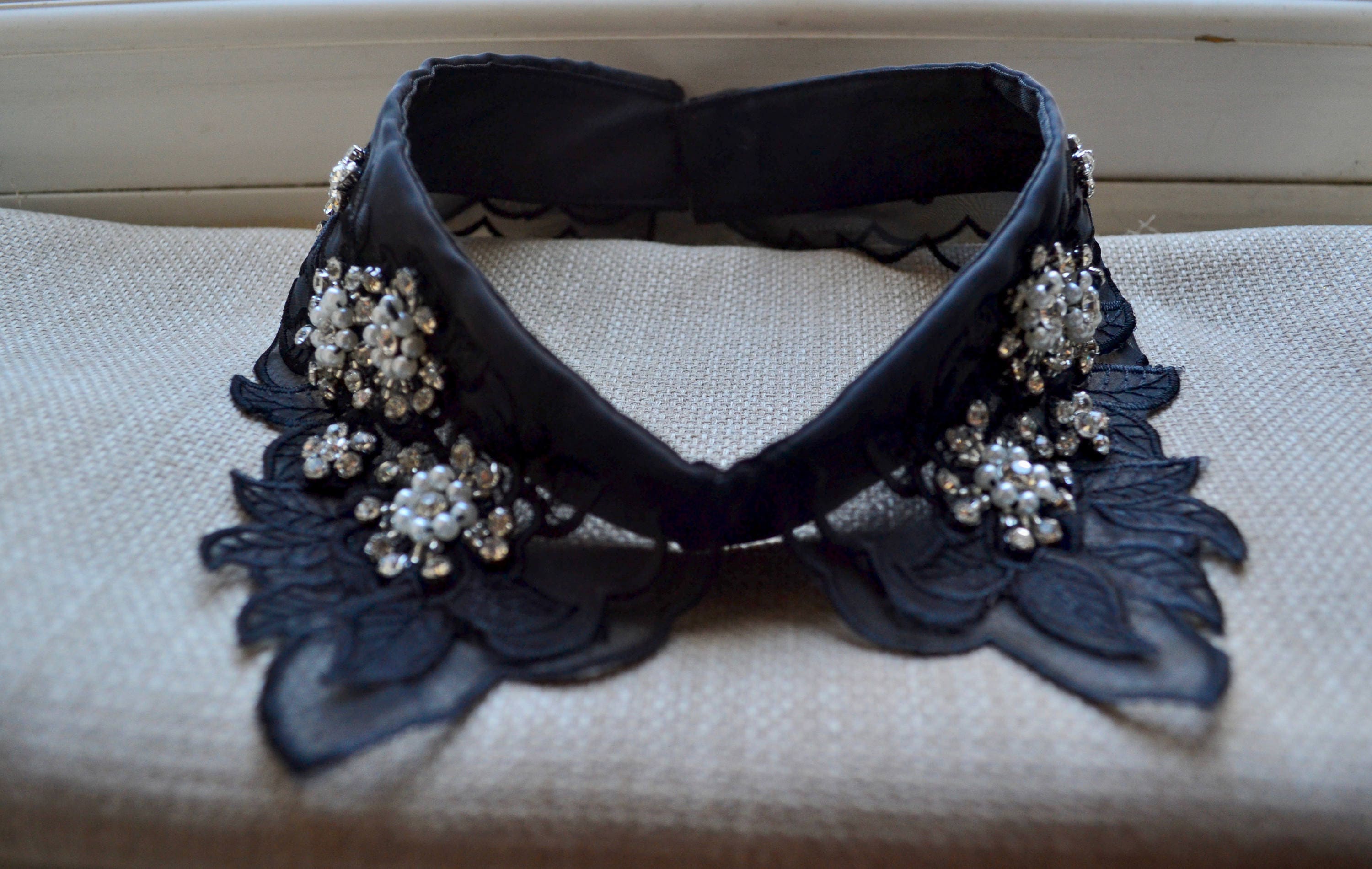 Lace beaded neck collar Baroque collar Diamante fabric | Etsy