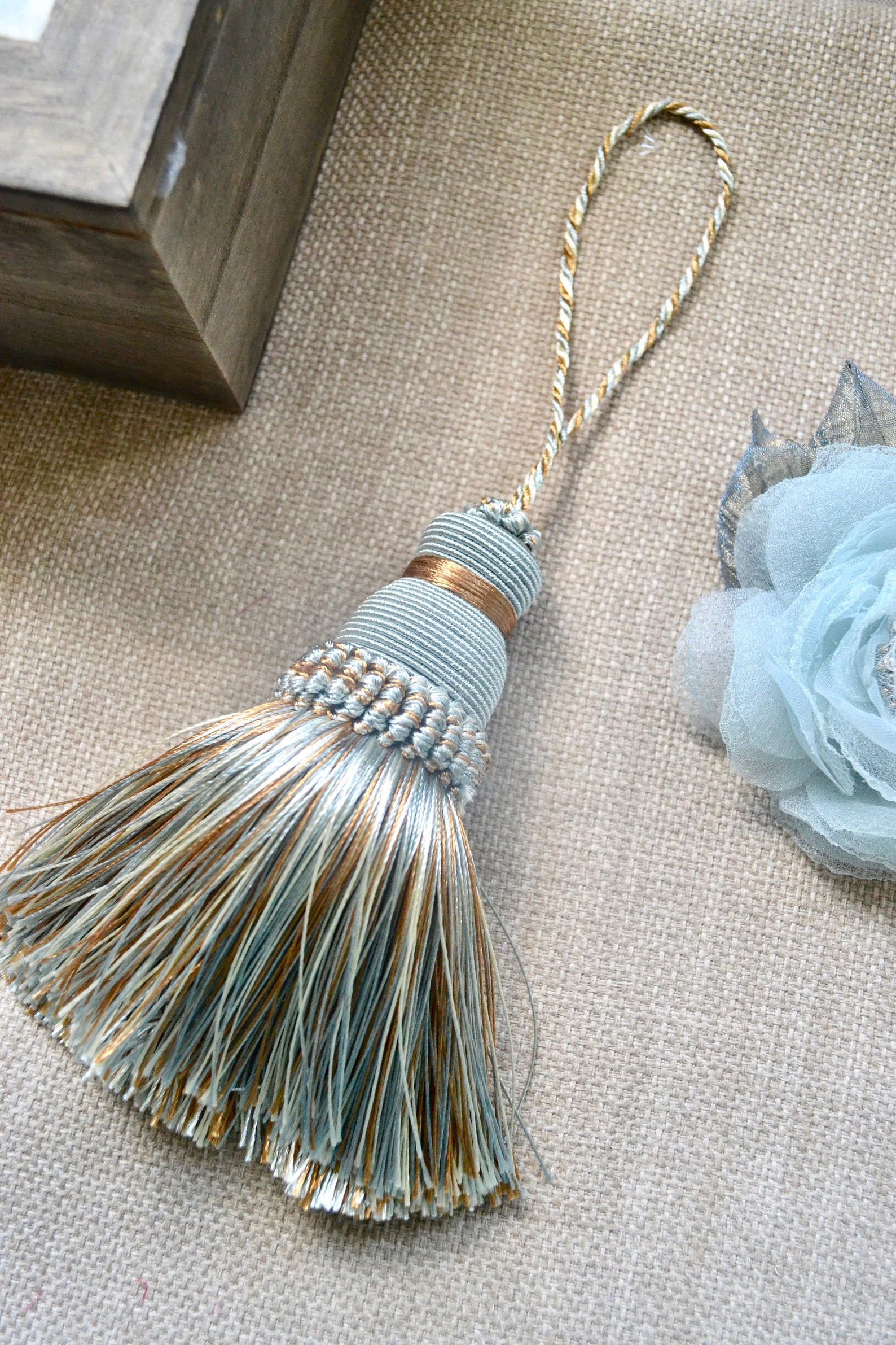 Large tassel ornament Home decor tassel Blue beige large Etsy