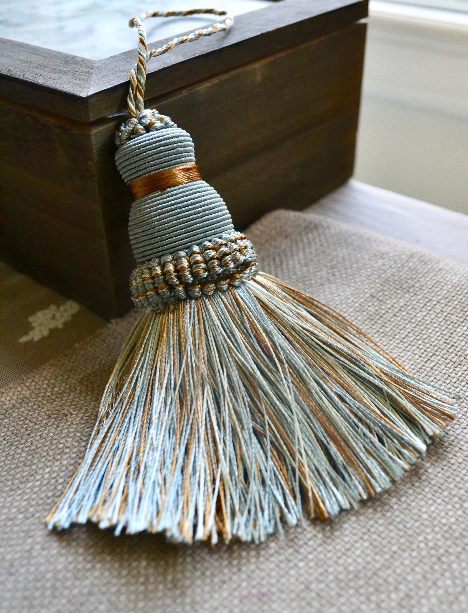Large Tassel Ornament Home Decor Tassel Blue Beige Large Etsy
