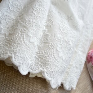 White Cotton Lace Fabric, Embroidered Lace Fabric, Wide Cotton Floral ...