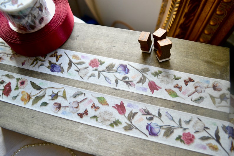 Vintage tape Floral adhesive tape Floral washi tape